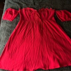 Red off shoulder dress (large)